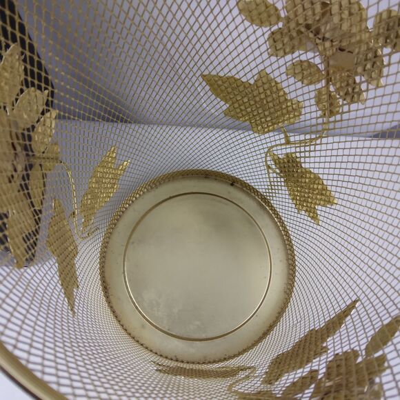 Brass Filigree Tissue Box Holder Cover Roses Garbage Can Vintage MCM - Picture 6 of 11